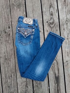 Miss Me Y2K Skinny Jeans 28x31 Medium Wash Rhinestone Bling Pocket Denim